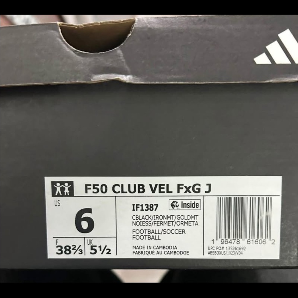 Adidas F50 Club Vel FxG J Soccer Shoes - Black and White